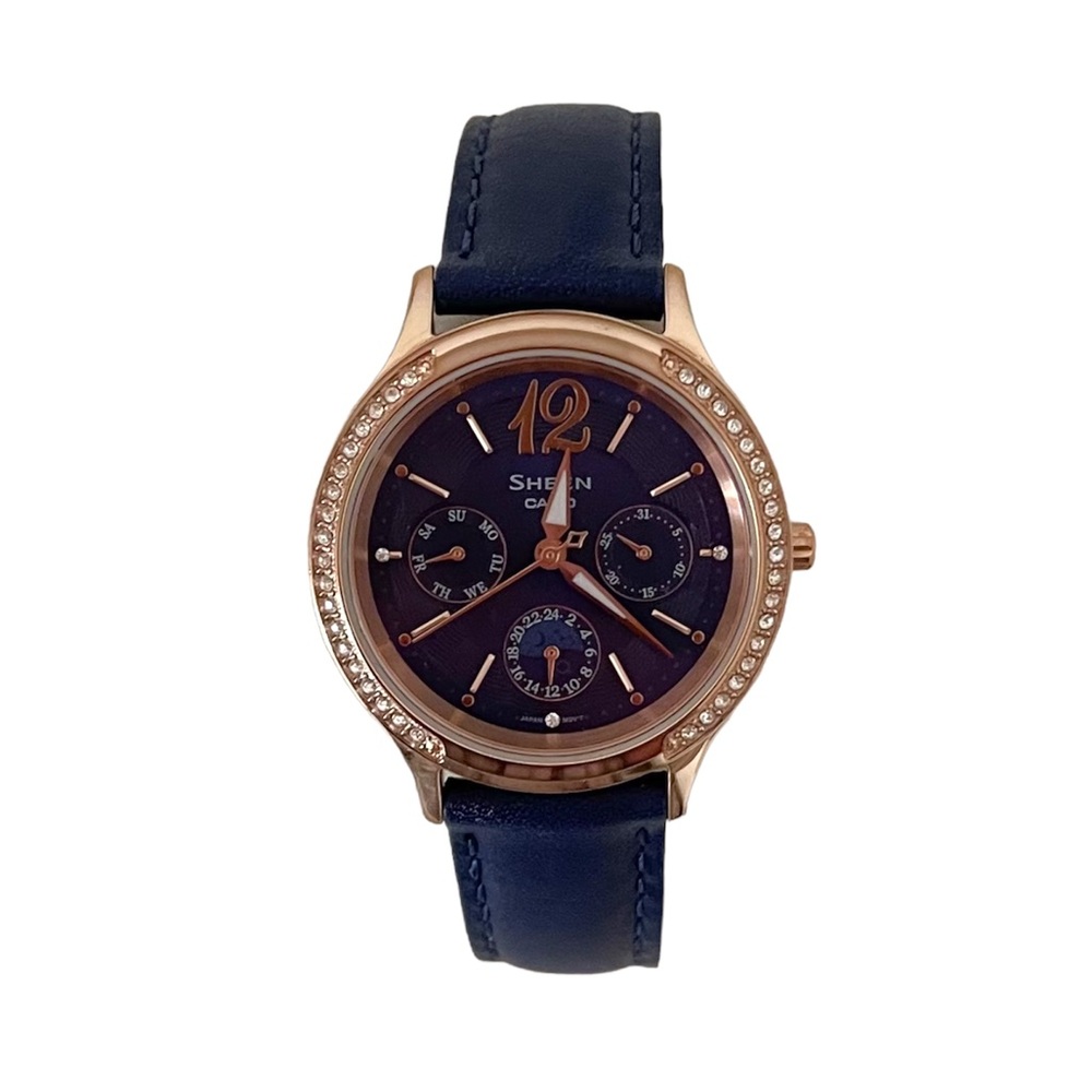 Sheen Casio Navy Leather Woman’s Watch